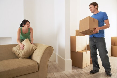Prepared moving boxes and furniture for a Holland Park removal